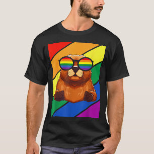 Camiseta Bandera Lgbtq Mes del Orgullo Gay Marmota Con Gles