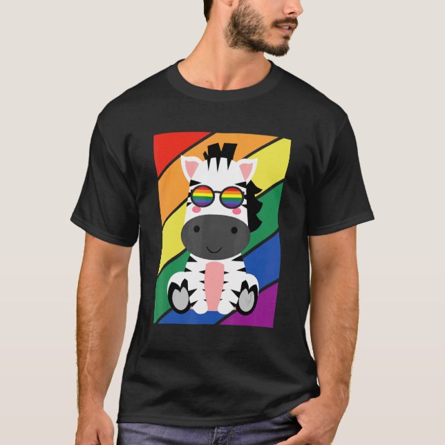 Camiseta Bandera LGBTQ Orgullo gay Mes Arcoiris Cebras LGBT (Anverso)