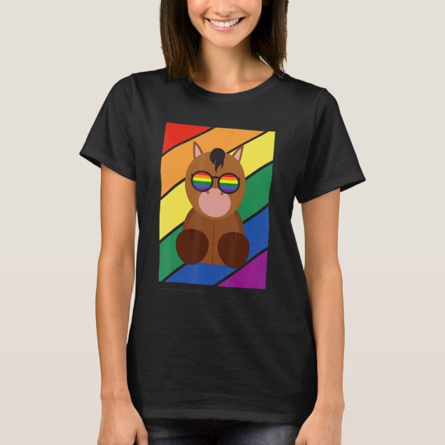 Camiseta Bandera Lgbtq Orgullo Gay Mes Caballo Arcoiris Con (Anverso)