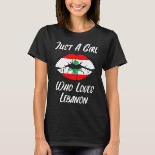 Camiseta Bandera libanesa de amor por la boca de los labios