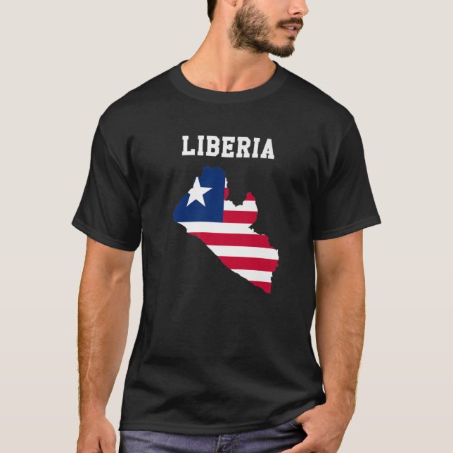 Camiseta Bandera Liberiana Dentro Del Mapa De Liberia (Anverso)