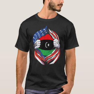 Camiseta Bandera libia norteamericana orgullosa de mi heren