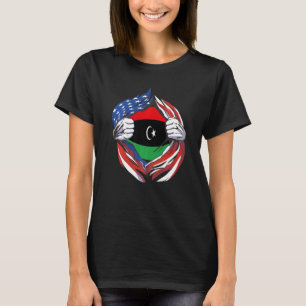 Camiseta Bandera libia norteamericana orgullosa de mi heren