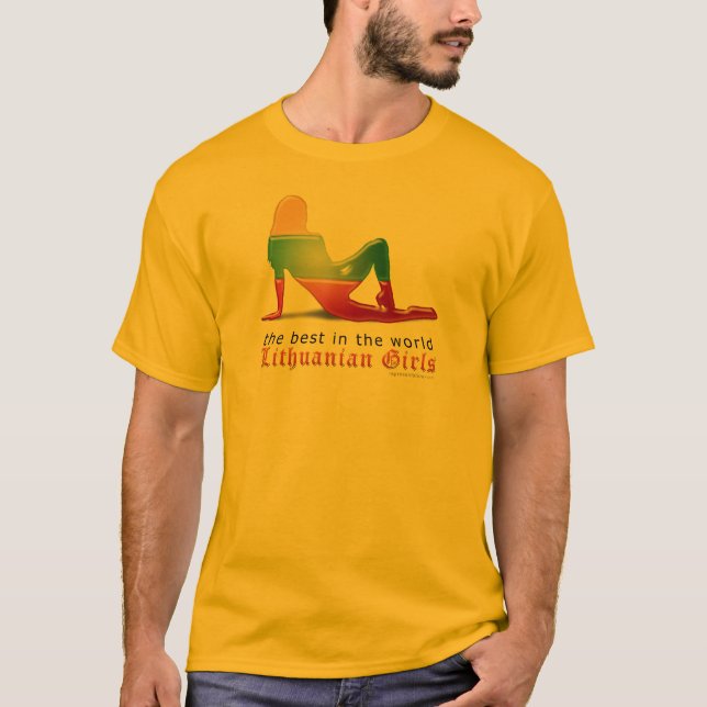 Camiseta Bandera lituana de la silueta del chica (Anverso)