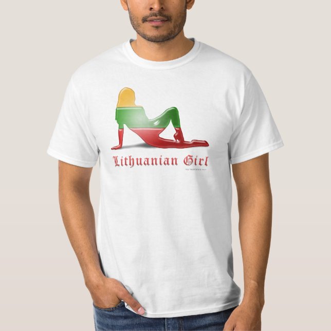 Camiseta Bandera lituana de la silueta del chica (Anverso)