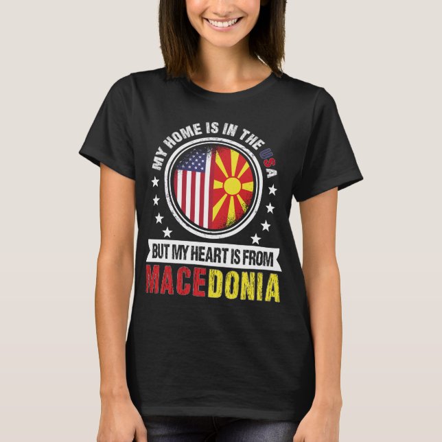 Camiseta Bandera macedonia norteamericana corazón a patriot (Anverso)