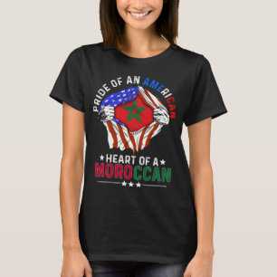 Camiseta Bandera marroquí-americana en el extranjero