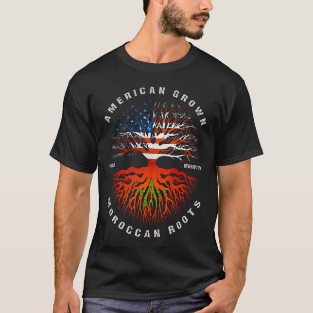 Camiseta Bandera marroquí de raíces americanas cultivadas e (Anverso)