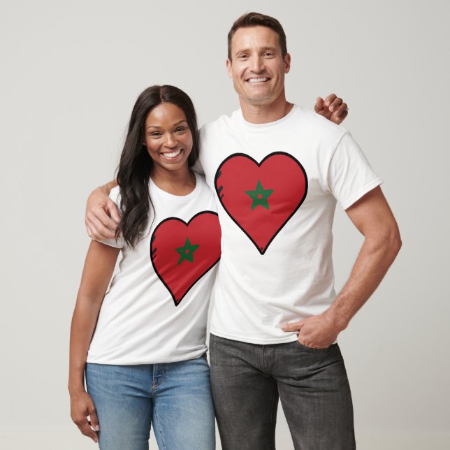 Camiseta Bandera marroquí del corazón de Marruecos (Unisexo)