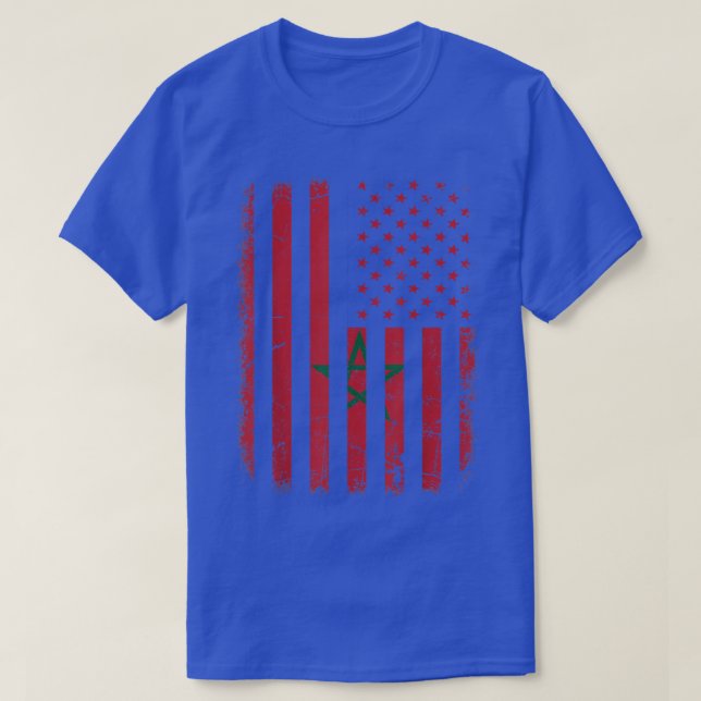 Camiseta Bandera marroquí norteamericana raíz marroquí Marr (Diseño del anverso)