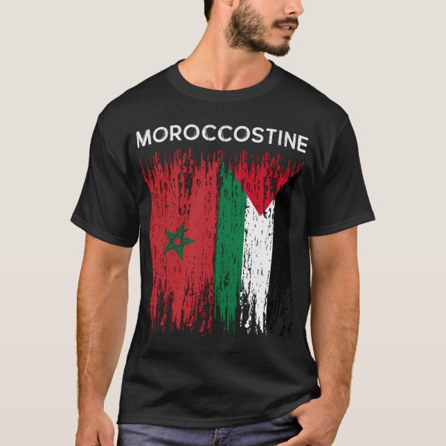 Camiseta Bandera Marroquí Y Palestina Marruecos Y (Anverso)