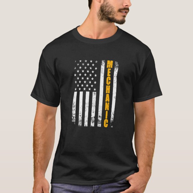 Camiseta Bandera Mecánica Estadounidense Patriótica Orgullo (Anverso)
