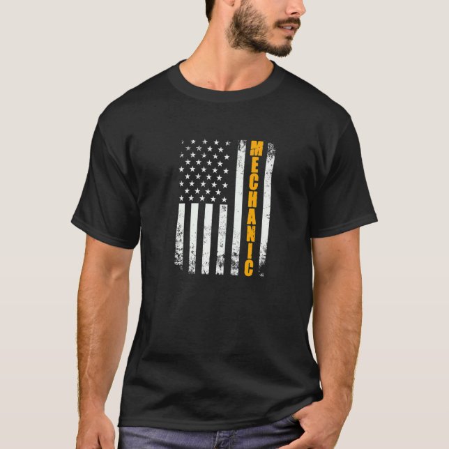 Camiseta Bandera Mecánica Estadounidense Patriótica Orgullo (Anverso)