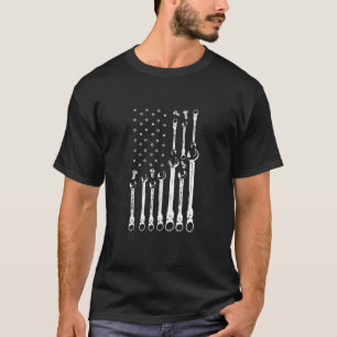 Camiseta Bandera Mecánica Mecánica Americana Bandera Patrió