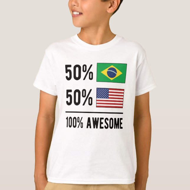 Camiseta Bandera media americana Brasil Estados Unidos (Anverso)