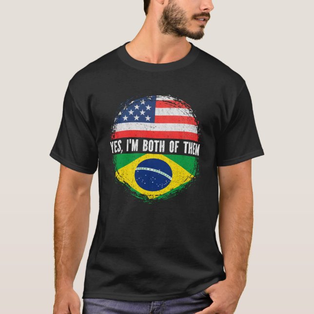 Camiseta Bandera media americana de Estados Unidos Brasil (Anverso)