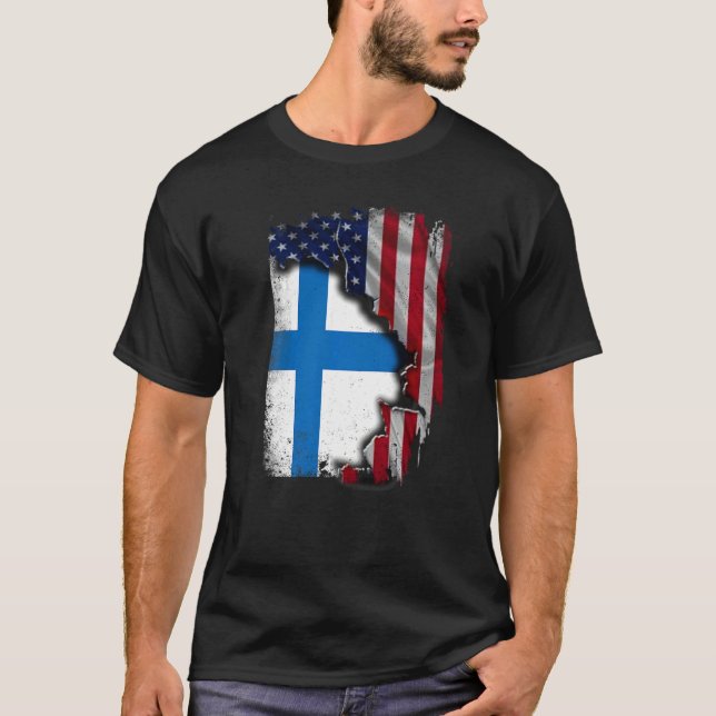 Camiseta Bandera media americana finlandesa ROOTS Finlandia (Anverso)