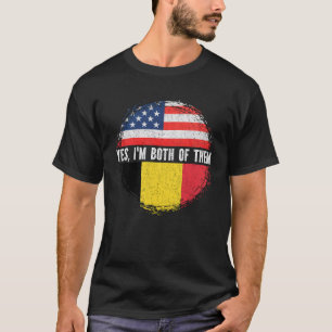 Camiseta Bandera media americana media belga de EE.UU. Bélg