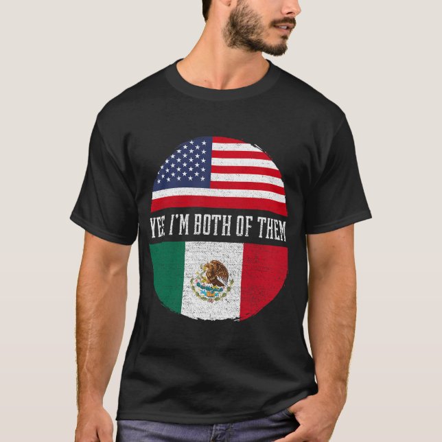 Camiseta Bandera media americana media mexicana de Estados  (Anverso)