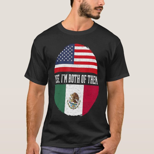 Camiseta Bandera media americana media mexicana de Estados  (Anverso)