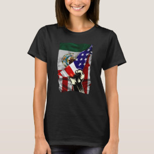 Camiseta Bandera media americana mexicana enarbolando bande
