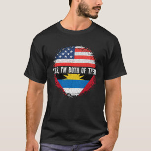 Camiseta Bandera media americana mitad antiguana barbuda de
