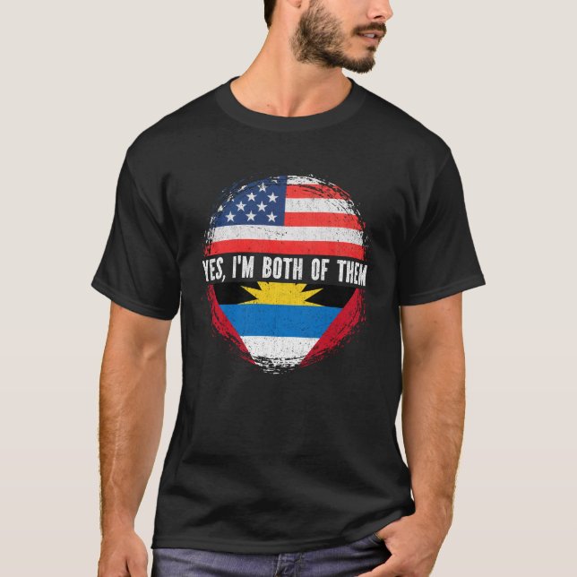 Camiseta Bandera media americana mitad antiguana barbuda de (Anverso)