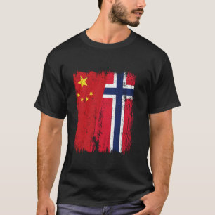 Camiseta Bandera media China Noruega Ascendencia china noru