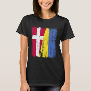 Camiseta Bandera media de Dinamarca Ucrania Herencia danesa