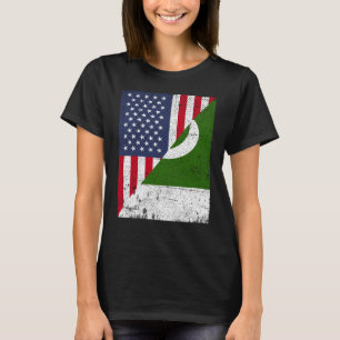Camiseta Bandera media de EE.UU. mitad de Pakistán Bandera 