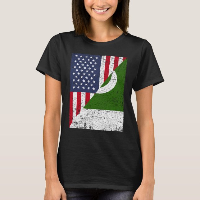 Camiseta Bandera media de EE.UU. mitad de Pakistán Bandera  (Anverso)