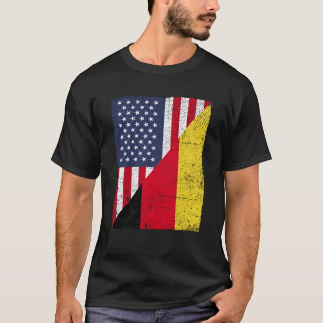 Camiseta Bandera media de EEUU Bandera media Alemania Alemá (Anverso)
