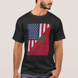 Camiseta Bandera media de EEUU Media Bandera de Marruecos A