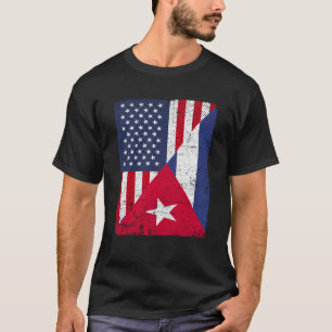 Camiseta Bandera media de Estados Unidos mitad Bandera cuba