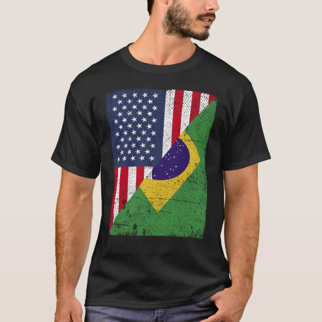 Camiseta Bandera media de Estados Unidos mitad bandera de B (Anverso)