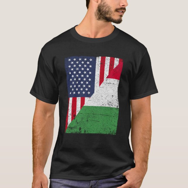 Camiseta Bandera media de Estados Unidos mitad bandera de I (Anverso)