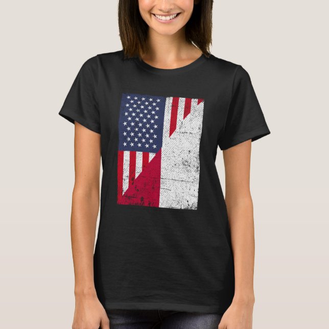 Camiseta Bandera media de Estados Unidos mitad Indonesia Ba (Anverso)