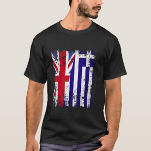 Camiseta Bandera media del Reino Unido Grecia Bandera britá