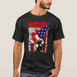 Camiseta Bandera media estadounidense Canadá ROOTS Bandera 
