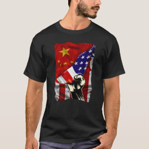 Camiseta Bandera media estadounidense china ruge bandera es