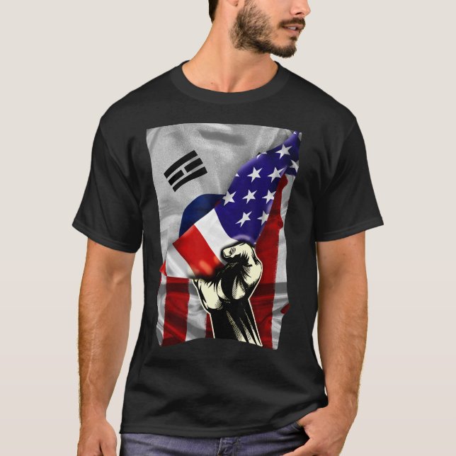 Camiseta Bandera media estadounidense coreana roba bandera  (Anverso)