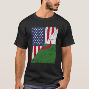 Camiseta Bandera media estadounidense mitad Albania Bandera