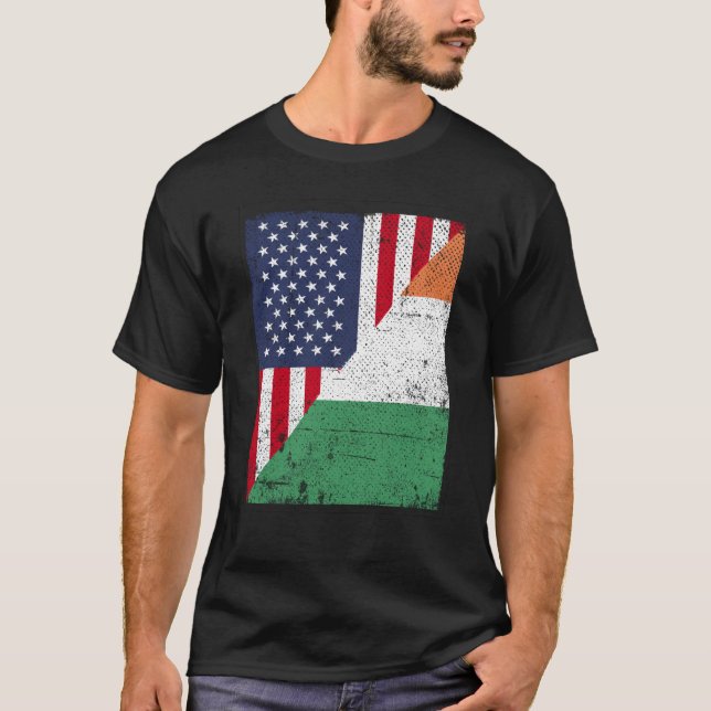 Camiseta Bandera media estadounidense mitad bandera de hier (Anverso)