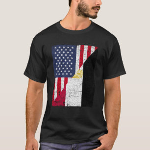 Camiseta Bandera media estadounidense mitad Bandera egipcia
