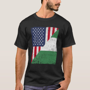 Camiseta Bandera media estadounidense mitad bandera nigeria