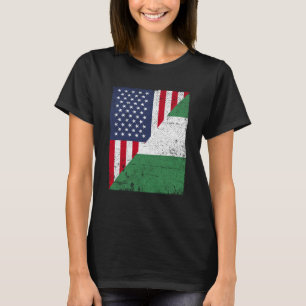 Camiseta Bandera media estadounidense mitad bandera nigeria