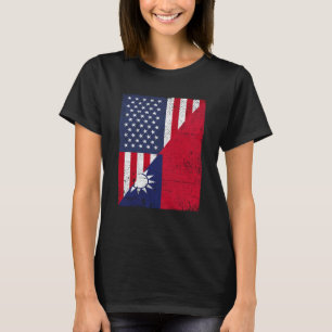 Camiseta Bandera media estadounidense mitad bandera taiwane