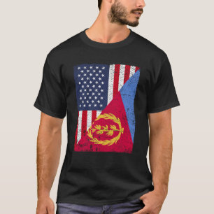 Camiseta Bandera media estadounidense mitad Eritrea Bandera