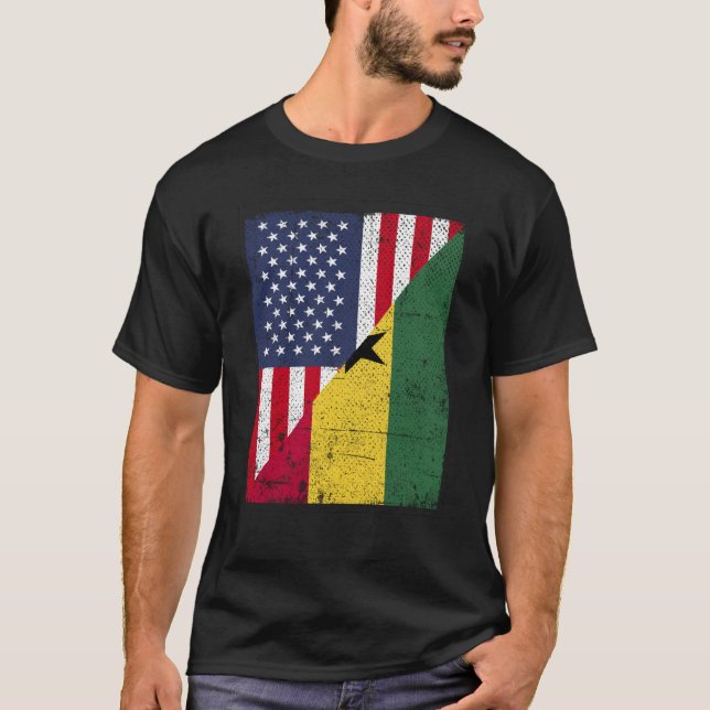 Camiseta Bandera media estadounidense mitad Ghana Bandera e (Anverso)