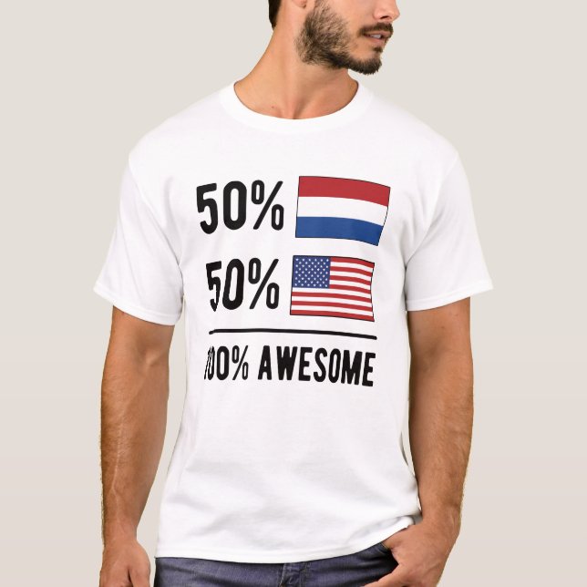 Camiseta Bandera media holandesa media americana Países Baj (Anverso)